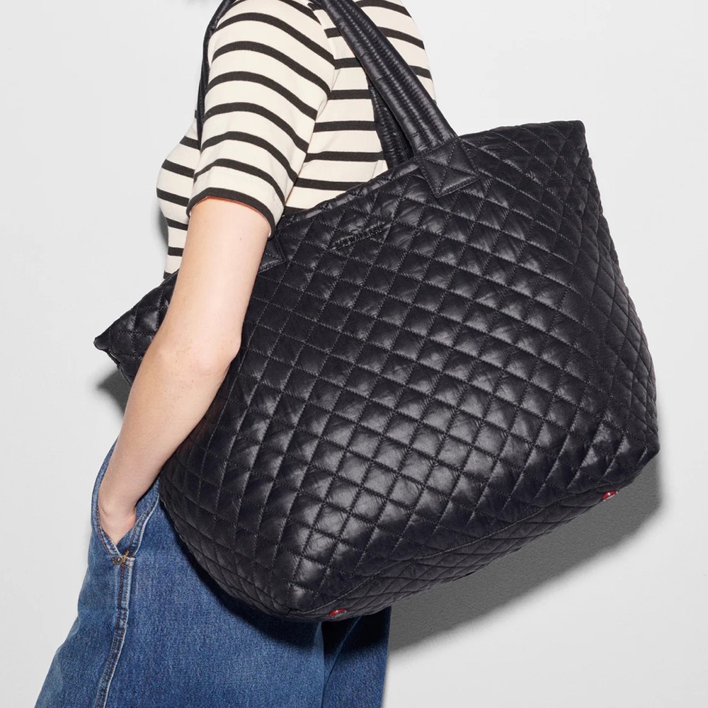 MZ Wallace Quilted Tote in Brown and Black